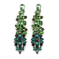 ราคา 2024 New Fashion Green Rose Crystal Rhinestones Long Statement Earrings Women Indian Vintage Big Baroque Earrings Jewelr (28163553728)