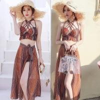 ราคา ชุดว่ายน้ำ ทูพีชเซ็ท 3 ชิ้น ลายเส้น บรามีฟองน้ำ สายไขว้หน้าคล้องคอผูหลัง กางเกง พร้อมผ้าคลุมลายเส้น (13292337643)