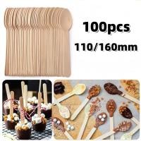 ราคา 100ชิ้น11/16เซนติเมตรไม้ช้อนขนมช้อนไม้ขนาดเล็กช้อนเค้ก (43827153308)