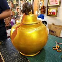 ราคา โอ่งน้ำรับทรัพย์ โอ่งสีทอง สูง 18 นิ้ว พร้อม กระบวย โอ่งมีฝา โอ่ง โอ่งสีทอง เครื่องปั้นดินเผา วัสดุดินเผา ขายโอ่ง ฝา (24587395124)