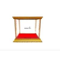 ราคา ตู้พระ ตู้ครอบกระจก ตู้โชว์ทรงกล่อง ทรงสี่เหลี่ยม พื้นกำมะหยี่สีแดง กรอบไม้สีทอง ขนาดกระจกด้านใน 4x4x4 นิ้ว (18389386568)