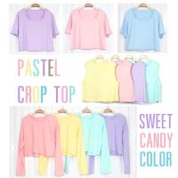 ราคา Hot Style Shop เสื้อยืดครอปสีพาสเทล น่ารักๆ Crop Top Pastel เสื้อยืดสีพาสเทล แขนกุด แขนสั้น แขนยาว (95410295)