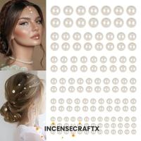 ราคา INCENSECRAFTX สติ๊กเกอร์ไข่มุก ไข่มุกผมสีเบจ แท่งมุก, ผสมสวย 3 มม./4 มม./5 มม./6 มม. กาวหน้าไข่มุกสติกเกอร์สําหรับแต่งหน้าผม (42479347292)