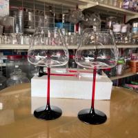 ราคา แก้วไวน์แดงBurgundy ชุดแก้วคู่ 2 ใบ,แก้วไวน์ทรงสูงก้านสีแดงเบอร์กันดี้หรือสีไวน์แดง,แก้วไวน์คริสตัล (53957039409)