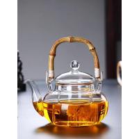 ราคา Bamboo Handle Beam Tea Pot Glass Teapot With Filter Heat Resistant Glass Teapot and Cup Set Pu Erh Puer Tea Brewing Kett (29410233415)