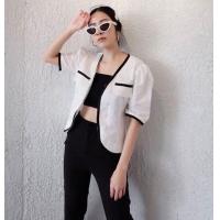 ราคา เสื้อเชิ้ตแขนสั้น แต่งสีทูโทน กุ๊นขอบ ใส่ทำงานได้เลย (5705873030)