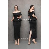 ราคา เดรสยาว เดรสปาดไหล่ ทรงสอบยาวผ่าหลัง ป้ายMirrorsister เดรส dress ชุดราตรี ชุดไปงาน ชุดไปงานแต่ง ชุดทำงาน mirrorsister (6420476788)