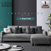 ราคา CASA Meubles BKK: Lazzo รุ่น 606 โซฟาชุด พร้อมสตูล โซฟาเซ็ตแถมหมอน Canvas Fabric L Shape Sofa (6842233748)
