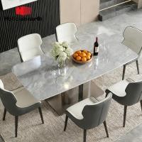 ราคา ประกัน1ปีโต๊ะกินข้าว โต๊ะกินข้าวกระเบื้องหินอ่อน โต๊ะกินข้าวหินอ่อน 6-8 ที่นั่ง ขาสแตนเลส 12 มม(เก้าอี้ไม่รวมอยูด） (27943203587)