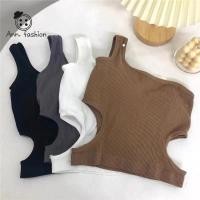 ราคา Ann Fashion เสื้อครอป เปิดไหล่ข้างเดียว เสื้อครอปสายเดี่ยว สปอร์ตบรา เว้าเอวเพิ่มความเซ็กซี่ ผ้าร่องอย่างดี #B5 (13981156746)