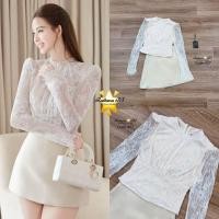 ราคา ชุดเซตสีขาวครีม 2ชิ้น เสื้อลูกไม้สีขาวแขนยาว+กระโปรงสั้นสีครีม (47002591040)