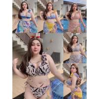 ราคา J&D Shop พร้อมส่ง ชุดทะเลสาวอวบอ้วนเซ็ทไฮนี 3 ชิ้น -เซ็ทเสื้อกางเกง+เสื้อมีสาย+ผ้าคลุม ฝ (17471655987)