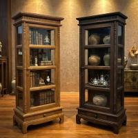 ราคา ตู้ไม้สักแท้ ตู้โชว์ของสะสม (กว้าง 50xสูง 130cm) ตู้กระจก 3 ด้าน 1 ลิ้นชัก ไม้สักแก่แต่งลายริ้ว (42427309793)