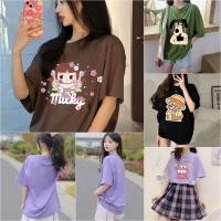 ราคา ใหม่ MUTB037 เสื้อยืด oversize สกรีนลายอนิเมะน่ารักๆ แฟชั่นเกาหลี ลำลอง สำหรับผู้หญิง มี10 สี (20081395371)