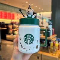 ราคา [ถ้วยน้ํา] แก้ว Starbucks Bear Mason พร้อมฝาปิดถ้วยกาแฟสํานักงาน (25148037107)