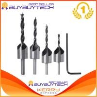 ราคา Buybuytech ดอกสว่าน 4 ชิ้น HSS Countersink Drill Bit Set Screw Woodworking 3-6mm (9325871139)
