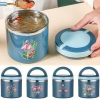 ราคา Stainless Steel Blue Lunch Box Leak Proof Insulation Box Handheld Circular Lunch Box Food Insulated Box Flamingo Series (55554150347)
