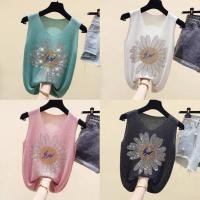 ราคา เสื้อกล้ามไหมพรมคอวีแขนกุดผ้าวิ้งๆ ปักลายดอกไม้ ผ้านิ่มใส่สบายไม่คันยืดได้เยอะมาก มี7สีให้เลือก (25374318198)