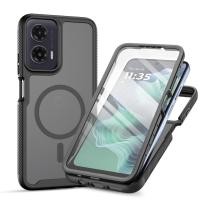 ราคา ปกป้องหน้าจอ 2-in-1 360° การป้องกันแบบรวมสําหรับ Motorola Moto G35 Matte Magnetic กันกระแทกเคสโทรศัพท์ปลอก (46107206891)