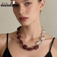 ราคา MUNDAUN สร้อยคอสั้น,เรขาคณิตเรียบง่ายเกินจริงลูกปัดสร้อยคอ,แฟชั่น Patchwork Multi-color Choker สําหรับผู้หญิงสาว (47707557409)