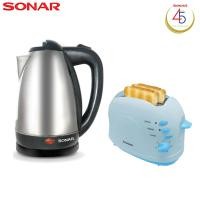 ราคา Sonar กาน้ำ กาน้ำร้อน กาต้มน้ำ กาต้มน้ำร้อน กาต้มน้ำไฟฟ้า 1.8 ลิตร รุ่น EK-180S (Silver) + เครื่องปิ้งขนมปัง (สีฟ้า) ET-200S (197270055)