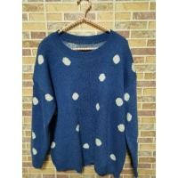 ราคา เสื้อไหมพรมแขนยาวสีฟ้าคราม ลายจุดขาว​ ผ้าดี​หนาและหนักมาก (7168882600)