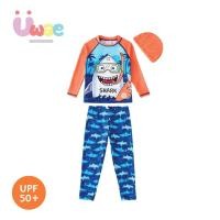 ราคา Uwae ชุดว่ายน้ำเด็กชายกันยูวี Happy Diving Shark UV386 (26354947397)
