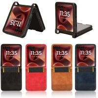 ราคา Vintage สําหรับ Motorola Moto Razr 60 Ultra 5G ฝาครอบ Razr60 5G ธุรกิจกระเป๋าสตางค์ PU หนังกรณีผู้ถือบัตรขาตั้ง (42129542603)