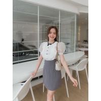 ราคา พร้อมส่งเดรสสีขาวกระโปรงดำแขนตุ๊กตา (4592308012)