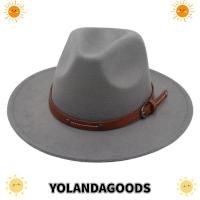 ราคา YOLANDAGOODS1 หมวกปานามา, Vintage กว้าง Brim Felt Fedora หมวก, แฟชั่นนุ่มพร้อมเข็มขัดหัวเข็มขัด Elegant หมวกคาวบอยผู้ชายผู้หญิง (44907310593)