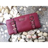 ราคา กระเป๋าสตางค์ GUESS WALLET สีแดง ของแท้ ทรงยาว (2173371201)