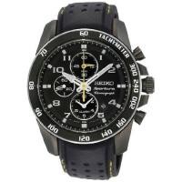 ราคา Seiko นาฬิกาข้อมือผู้ชาย Sportura Black Dial Black Leather Band SNAE67 (578584088)