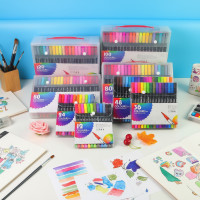 ราคา ปากกาเมจิกสองหัว 12/24/36/48/60 สี พร้อมหัวแปรงและหัวแหลม 2-in-1 สําหรับวาดภาพระบายสี (40476023944)