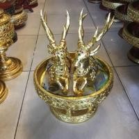 ราคา ชุดตั้งโชว์ กวางสีทองพร้อมชั้นวาง ไม้แกะสลักสวยงาม (1747932223)