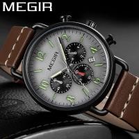ราคา Megir ใหม่ นาฬิกาข้อมือ โครโนกราฟ สายหนังวัวแท้ กันน้ํา สไตล์สปอร์ต หรูหรา สําหรับผู้ชาย 2158 (6659802531)