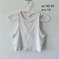 ราคา เสื้อกล้ามผ้าร่องครอป h&m สีขาว (42702049210)