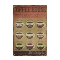 ราคา ป้ายสังกะสีวินเทจ Coffee House, Enjoy your free time, Coffee Menus (907954274)