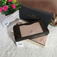 ราคา COACH F22712 BOXED ACCORDION ZIP WALLET WITH METALLIC COLORBLOCK COLOR​: SILVER/BROWN ​BLACK​ PLATINUM (7709639082)