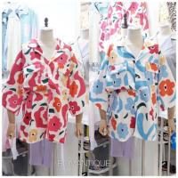 ราคา พร้อมส่ง Set เสื้อเชิ๊ตปกเทเลอร์ แขน5ส่วน มาพร้อมกางเกงขาสั้น ซิปหน้า เอวหลังสม็อค (4841852380)