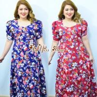 ราคา AiMiss Shop รหัส M49 เดรสสาวอวบ เสื้อผ้าคนอ้วน เดรสยาวลายดอก ใส่ออกงานสวยๆ (29540157304)