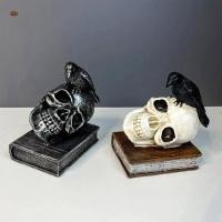 ราคา Skeleton Crow Garden Figurines ฮาโลวีน Skull Head Miniature Skeleton Head ตุ๊กตาสําหรับ Party Feast ร้านอาหารโต๊ะ (55756703620)