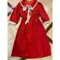 ราคา เดรสสีแดง เด็กโตคอโบว์ อก30 (54856119206)