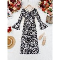 ราคา เดรสยาวคอแต่งดีเทลโบว์ลายเสือ เดรสลายเสือแฟชั่น สีน้ำตาล ผ้าโพลีเอสเตอร์ (44072752321)