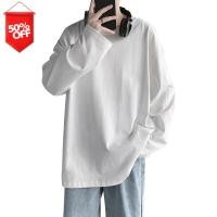 ราคา TT เสื้อยืดสีขาวผู้ชายแขนยาวหลวมๆ Bottoming สีทึบ Top เสื้อแขนยาวสีขาว ดำ (21394300070)