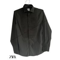 ราคา ZARAซาร่า [C10] เสื้อเชิ้ตแขนยาว ZARA สีดำ size M (มือสอง) (23156733972)