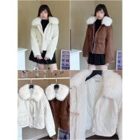 ราคา [Make your Clothes] แจ็คเก็ตหนัง Suede แต่งคอปกเฟอร์ (ถอดเฟอร์ได้) (28224696049)