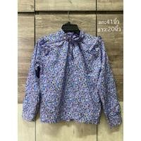 ราคา เสื้อทำงาน แขนยาว คอเต่าลายดอกสีม่วง มือ2 (24008092270)