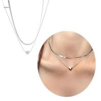 ราคา Iny Unique Heart Pendent Necklace Double Layered Stainless Steel Pendant Choker (56050585433)
