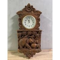 ราคา มือสอง นาฬิกาแขวนไม้สักแกะสลักลายช้าง งานไม้ไทยสุดประณีต! (41702360138)