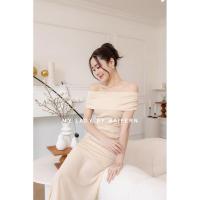 ราคา ชุดไปงานแต่ง ชุดออกงาน ชุดราตรี เดรสสีครีม Size L (41700645550)